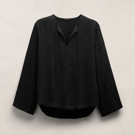 Linen Tie Front Tunic Top in Black | James Perse Los Angeles