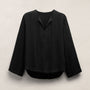 Linen Tie Front Tunic Top in Black | James Perse Los Angeles