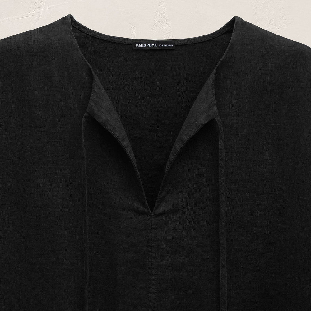 Linen Tie Front Tunic Top in Black | James Perse Los Angeles