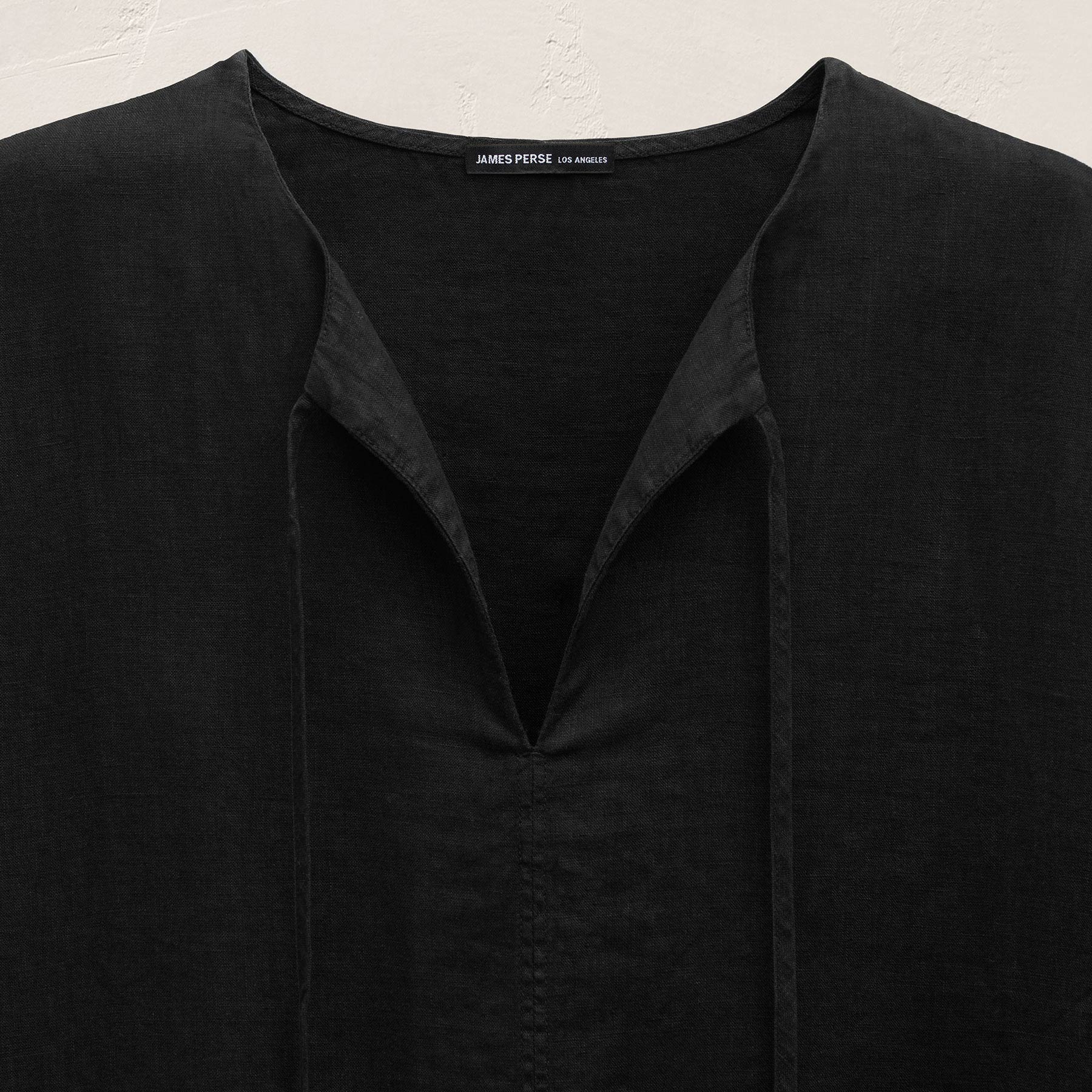 Linen Tie Front Tunic Top in Black | James Perse Los Angeles