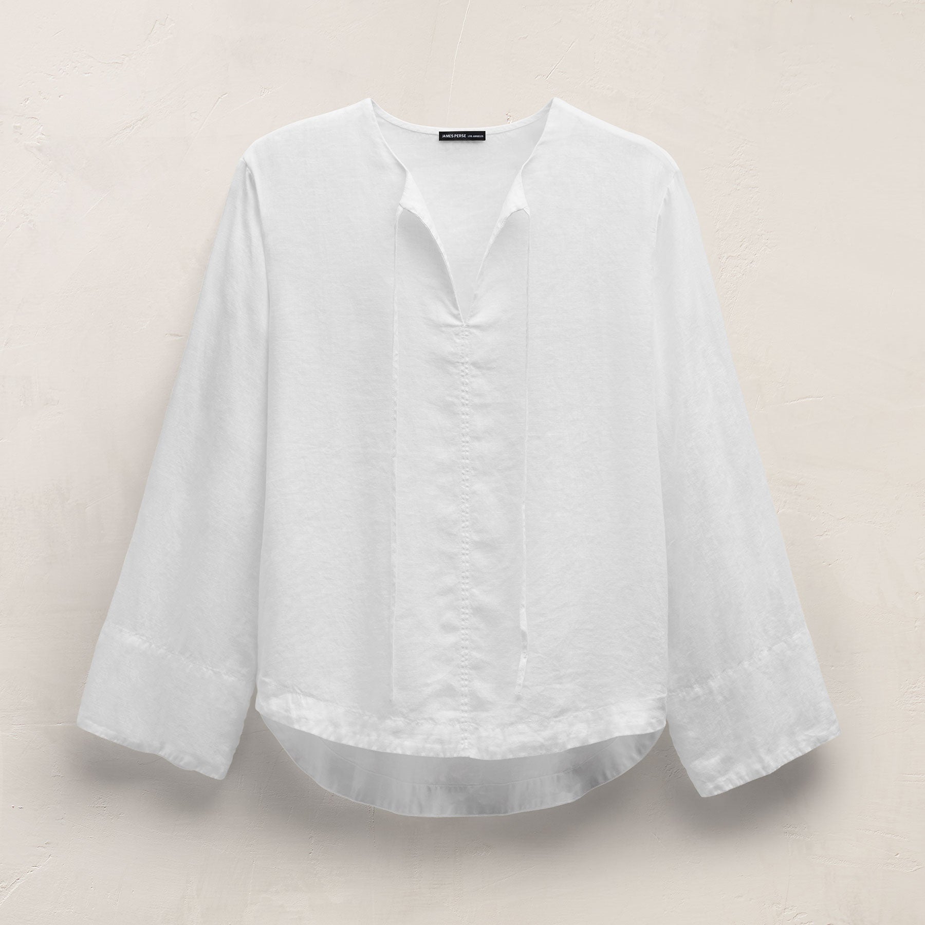 Linen Tie Front Tunic Top in White | James Perse Los Angeles