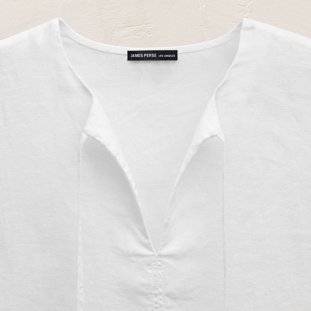 Linen Tie Front Tunic Top in White | James Perse Los Angeles