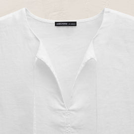 Linen Tie Front Tunic Top in White | James Perse Los Angeles