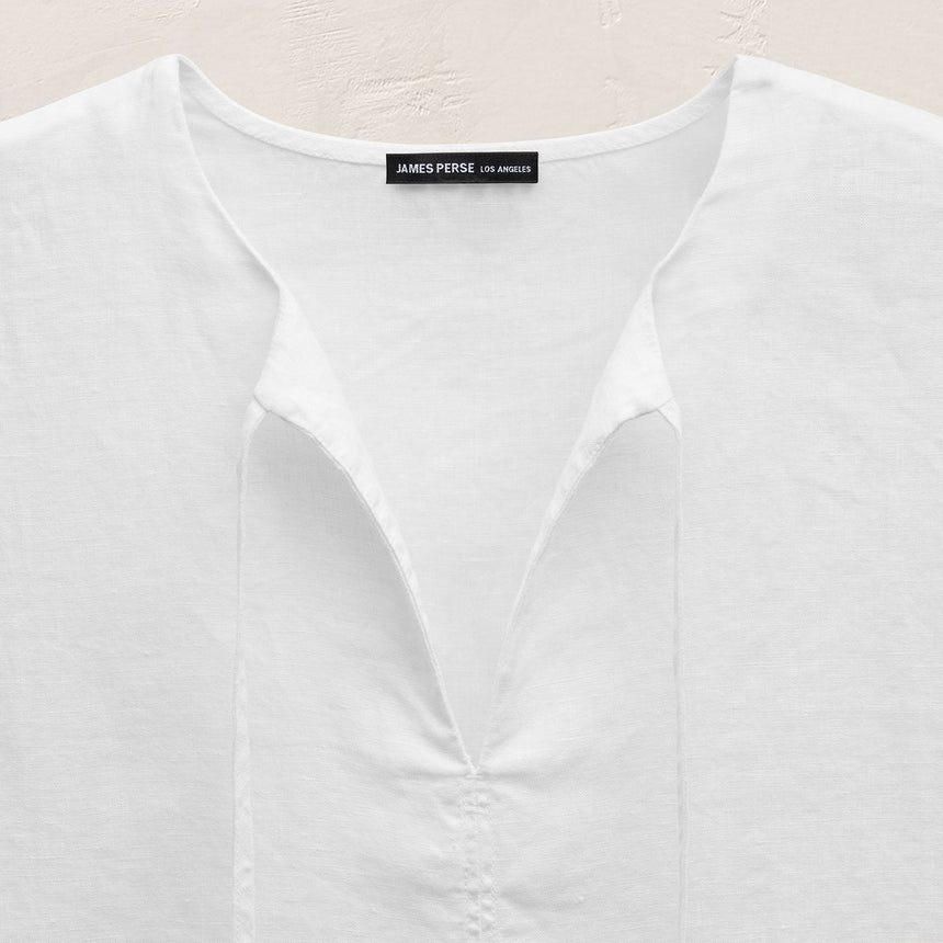Linen Tie Front Tunic Top in White | James Perse Los Angeles