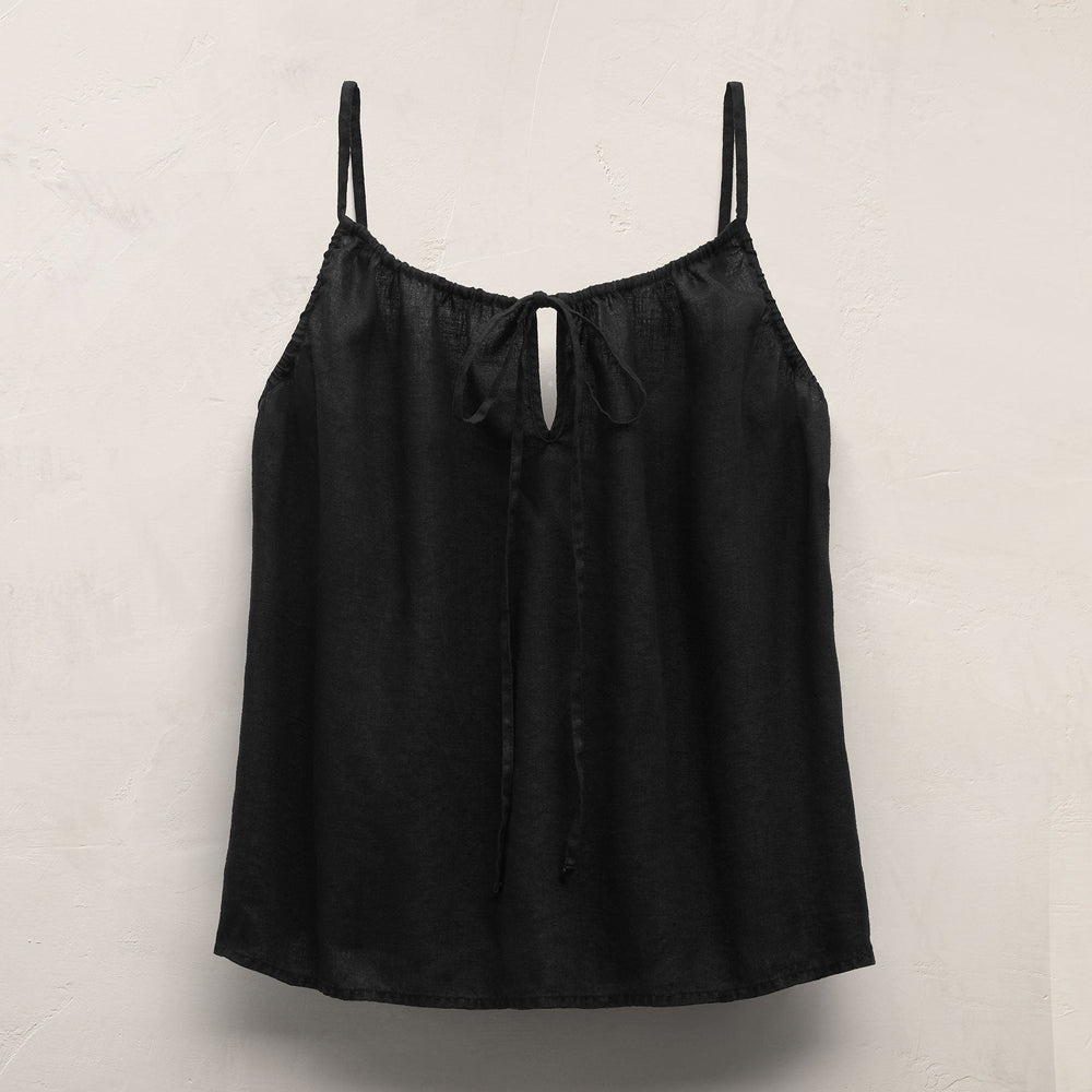 Linen Strappy Tie Cami in Black | James Perse Los Angeles