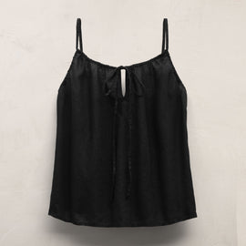 Linen Strappy Tie Cami in Black | James Perse Los Angeles