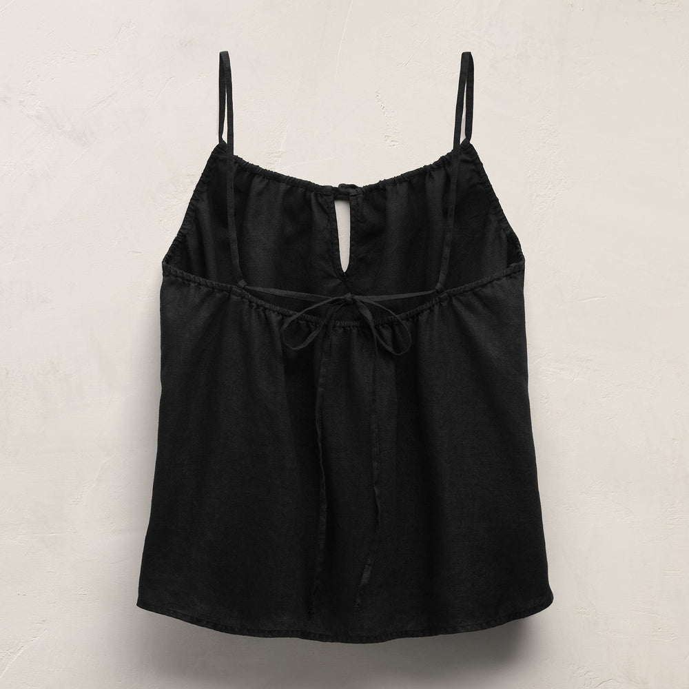 Linen Strappy Tie Cami in Black | James Perse Los Angeles