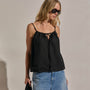 Linen Strappy Tie Cami in Black | James Perse Los Angeles
