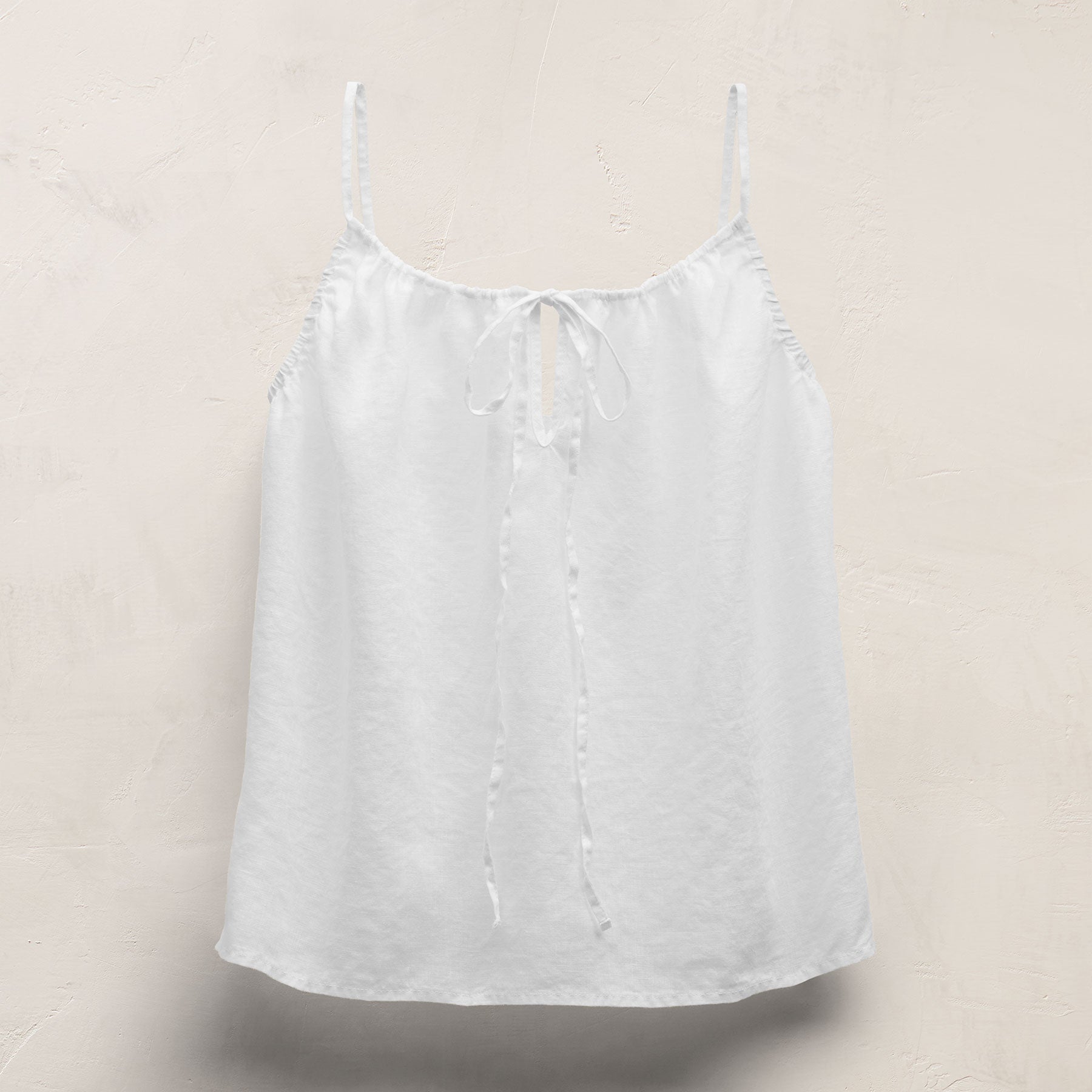 Linen Strappy Tie Cami in White | James Perse Los Angeles