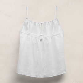Linen Strappy Tie Cami in White | James Perse Los Angeles