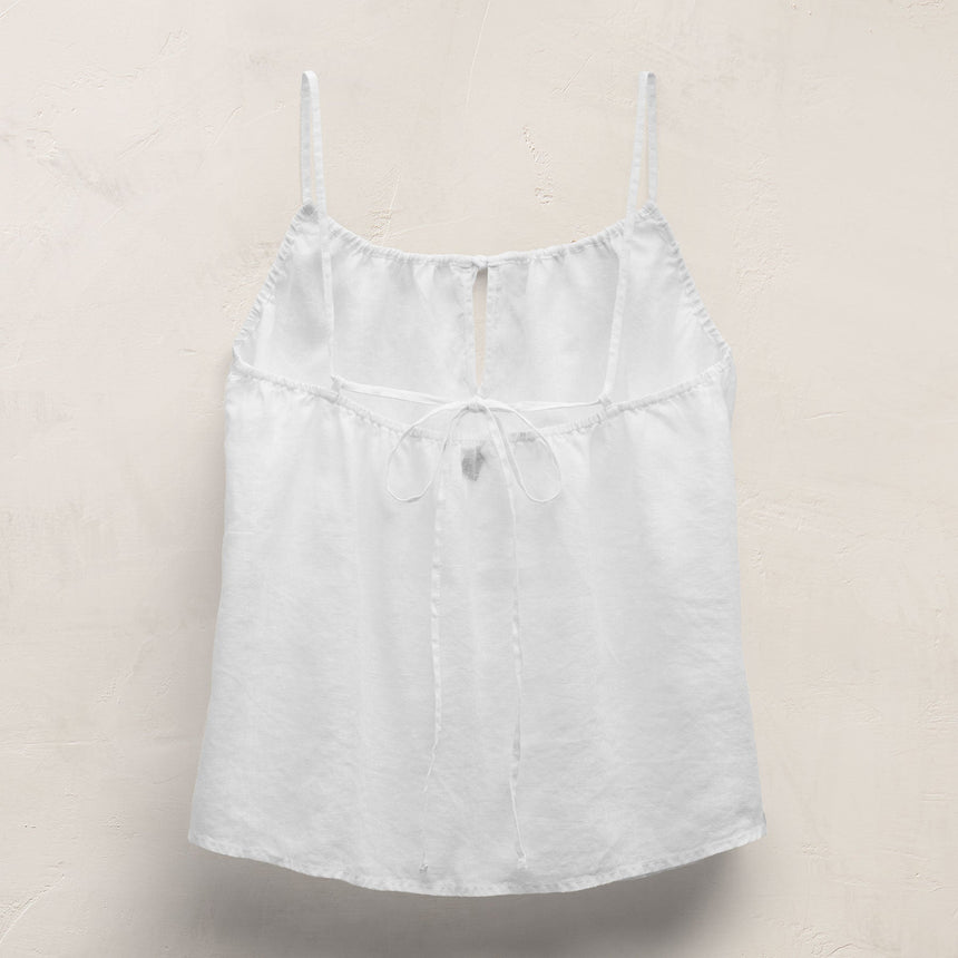 Linen Strappy Tie Cami in White | James Perse Los Angeles