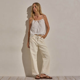 Linen Strappy Tie Cami in White | James Perse Los Angeles