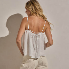 Linen Strappy Tie Cami in White | James Perse Los Angeles