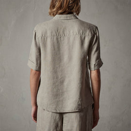 Lightweight Linen Short Sleeve Shirt in Silt Pigment | James Perse Los Angeles