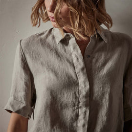 Short Sleeve Linen Shirt in Silt Pigment | James Perse Los Angeles