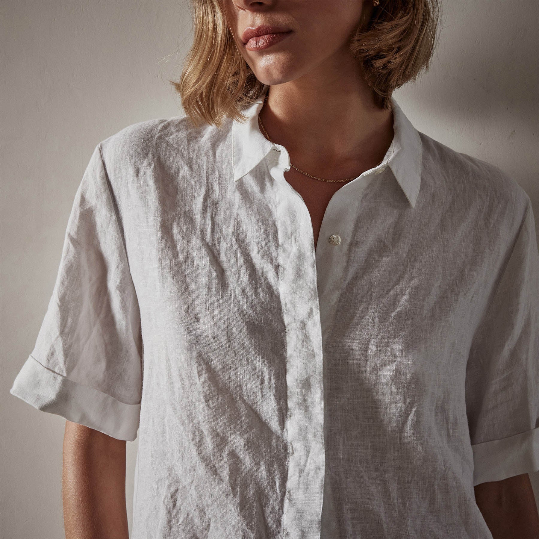 Short Sleeve Linen Shirt - White | James Perse Los Angeles