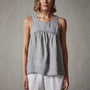 Gathered Linen Top in Breeze Pigment | James Perse Los Angeles