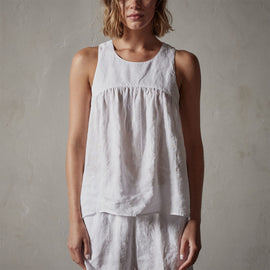Gathered Linen Top in White | James Perse Los Angeles
