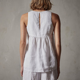Gathered Linen Top in White | James Perse Los Angeles