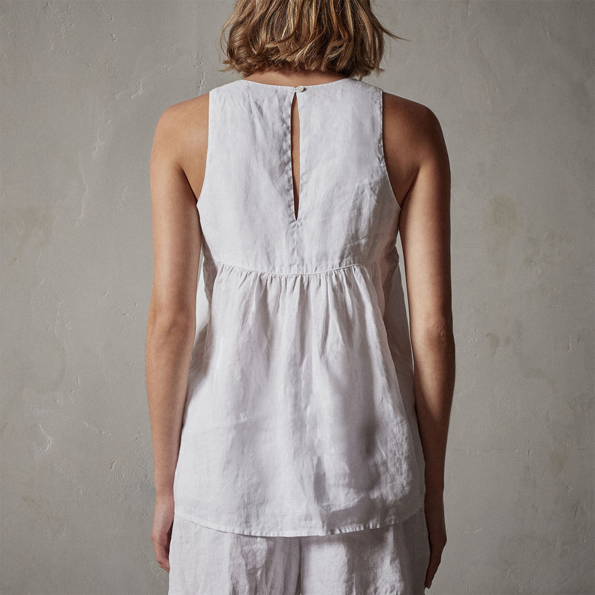 Gathered Linen Top in White | James Perse Los Angeles