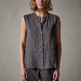 Double Dye Sleeveless Linen Shirt in Magma Pigment | James Perse Los Angeles