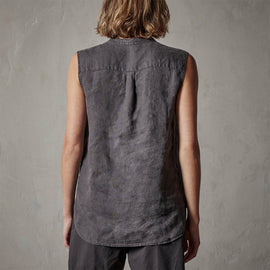 Double Dye Sleeveless Linen Shirt in Magma Pigment | James Perse Los Angeles