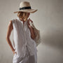 Double Dye Sleeveless Linen Shirt in White | James Perse Los Angeles