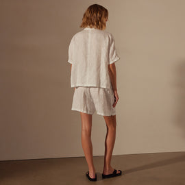 Cotton Linen Twill Boxy Fit Shirt in White | James Perse Los Angeles