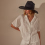 Cotton Linen Twill Boxy Fit Shirt in White | James Perse Los Angeles