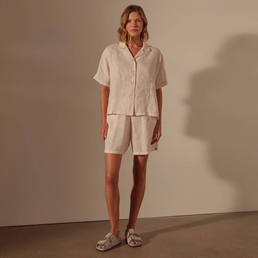 Cotton Linen Twill Boxy Fit Shirt in Zephyr Pigment | James Perse Los Angeles
