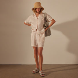 Cotton Linen Twill Boxy Fit Shirt in Zephyr Pigment | James Perse Los Angeles