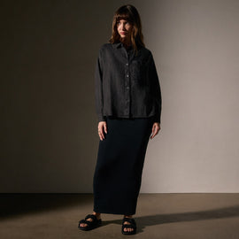 Linen Oversized Shirt in Black | James Perse Los Angeles