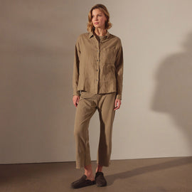 Garment Dyed Linen Shirt in Cashew Pigment | James Perse Los Angeles