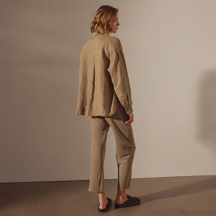 Garment Dyed Linen Shirt in Cashew Pigment | James Perse Los Angeles