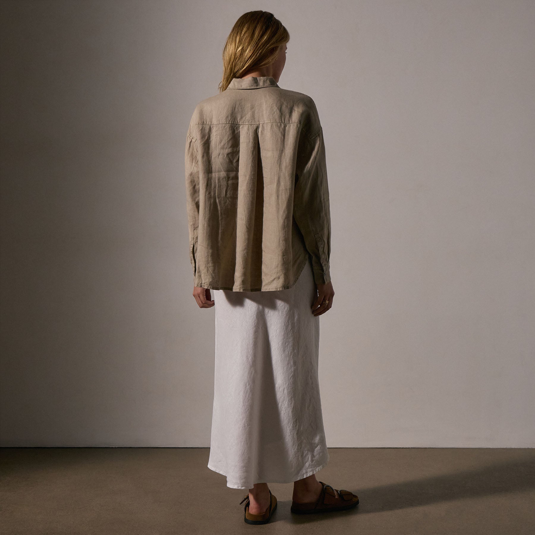 Linen Oversized Shirt - Overcast Pigment