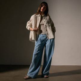 Linen Oversized Shirt in Salt Pigment | James Perse Los Angeles