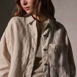 Linen Oversized Shirt in Salt Pigment | James Perse Los Angeles