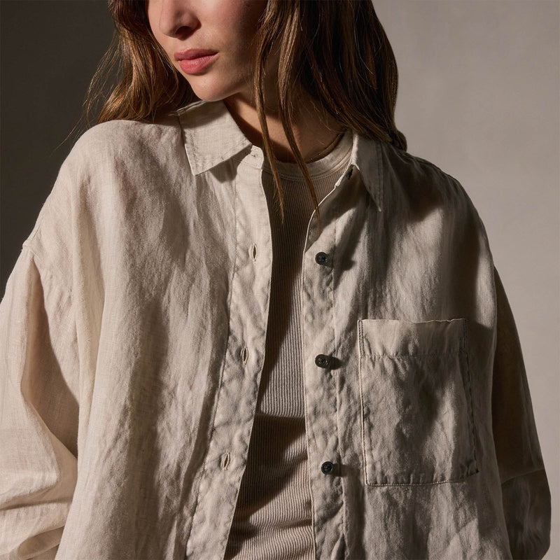 Linen Oversized Shirt in Salt Pigment | James Perse Los Angeles