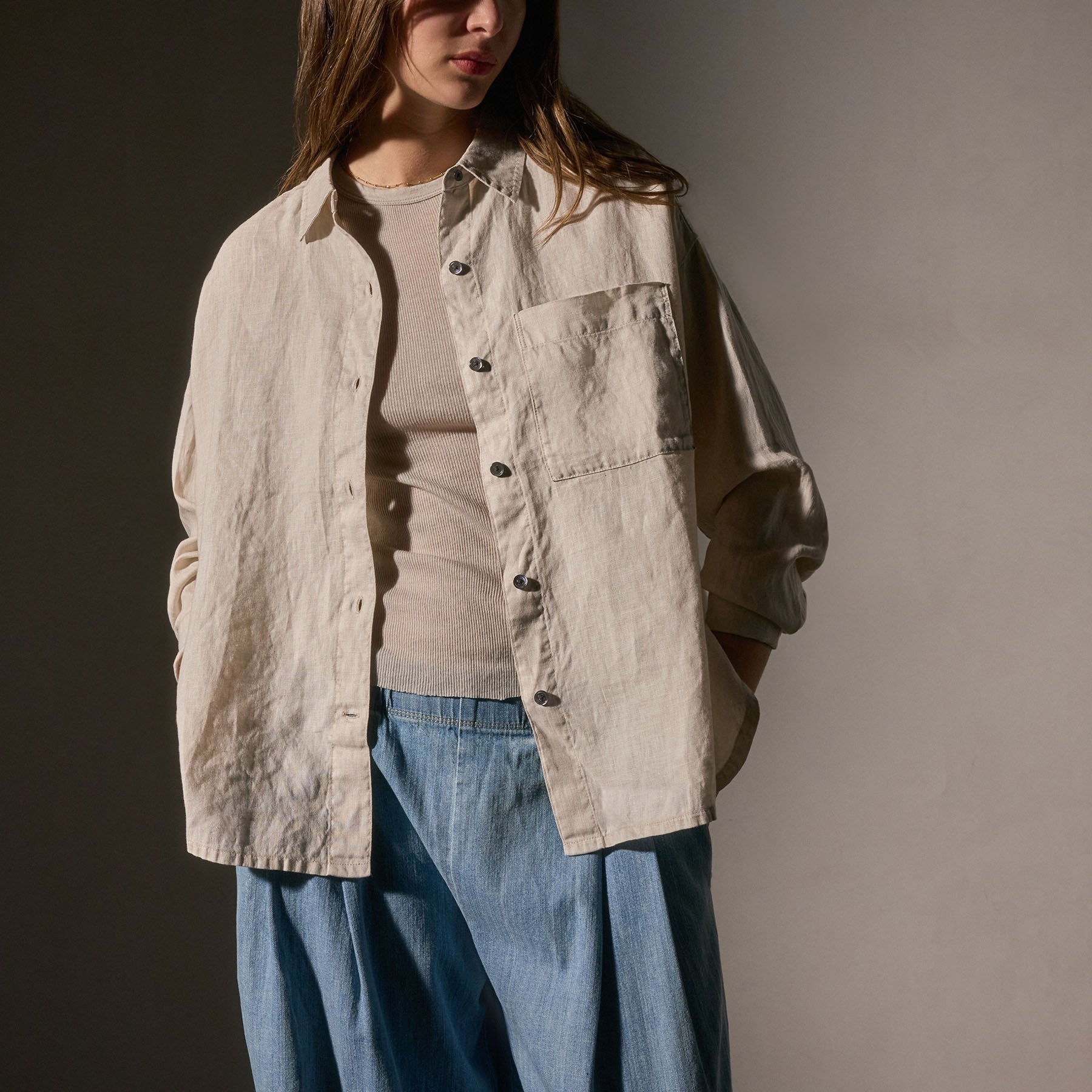 Linen Oversized Shirt - Salt Pigment | James Perse Los Angeles