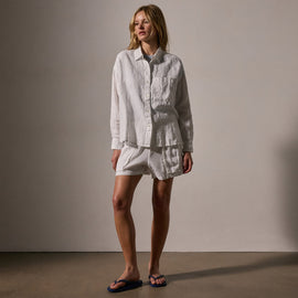Linen Oversized Shirt in White | James Perse Los Angeles