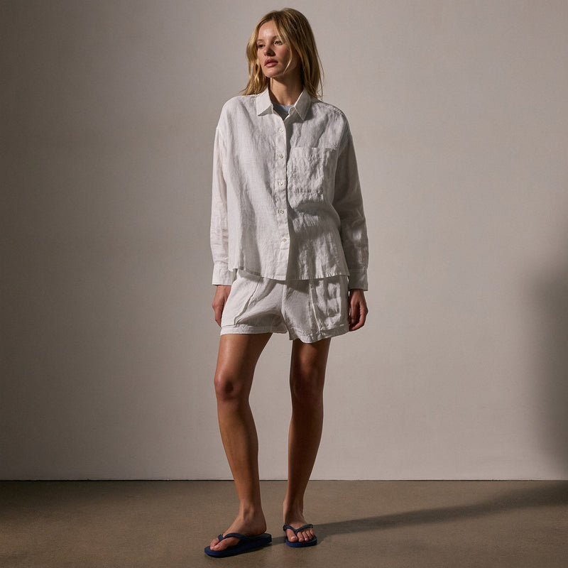 Linen Oversized Shirt in White | James Perse Los Angeles
