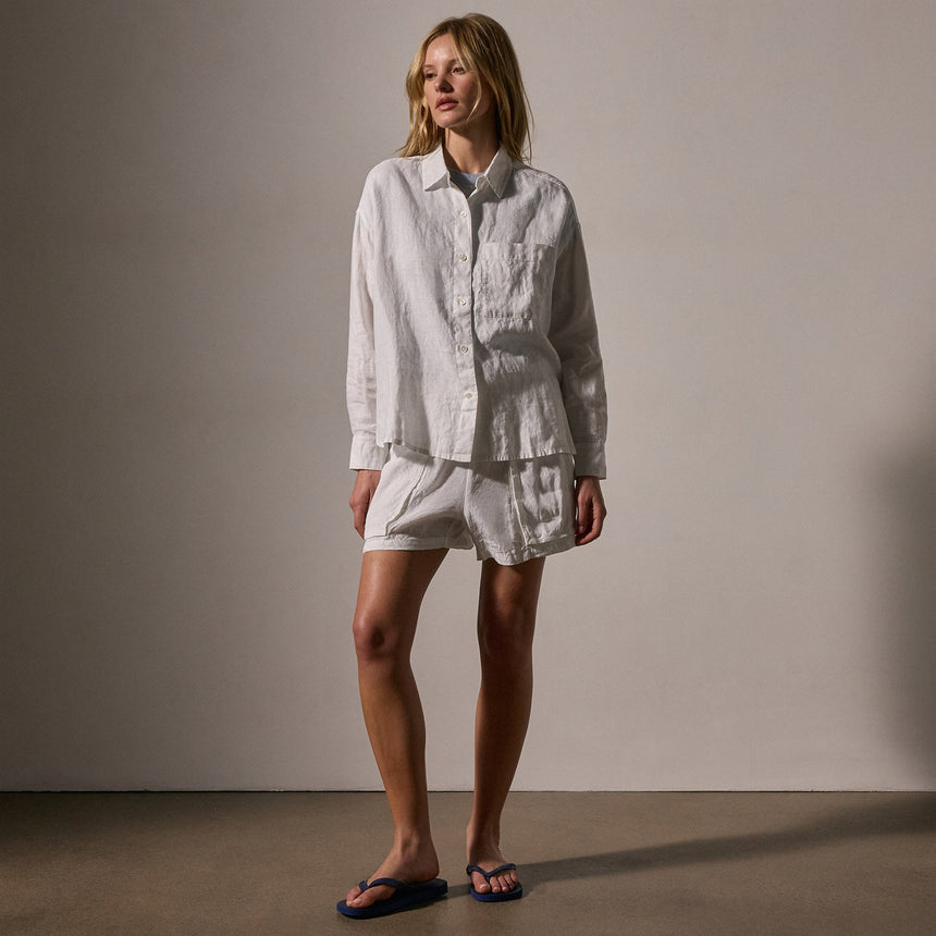 Linen Oversized Shirt in White | James Perse Los Angeles
