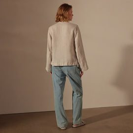 Pin Tuck Linen Top in Salt Pigment | James Perse Los Angeles