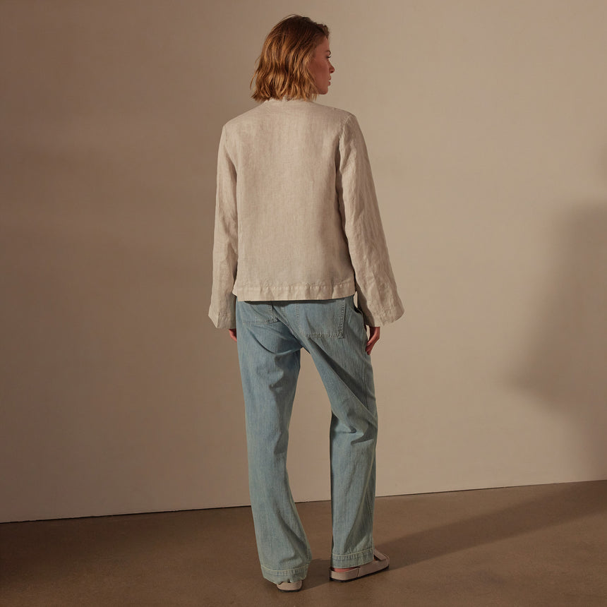 Pin Tuck Linen Top in Salt Pigment | James Perse Los Angeles