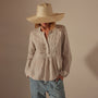 Pin Tuck Linen Top in Salt Pigment | James Perse Los Angeles