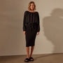 Linen Gathered Blouse in Black | James Perse Los Angeles