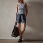 Lightweight Linen Short in Blue Oil | James Perse Los Angeles