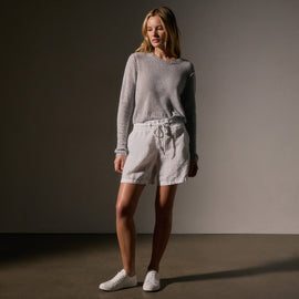 Relaxed Fit Linen Short in White | James Perse Los Angeles