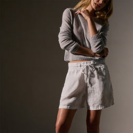 Relaxed Fit Linen Short in White | James Perse Los Angeles