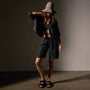 Pleated Linen Bermuda Short in Black | James Perse Los Angeles